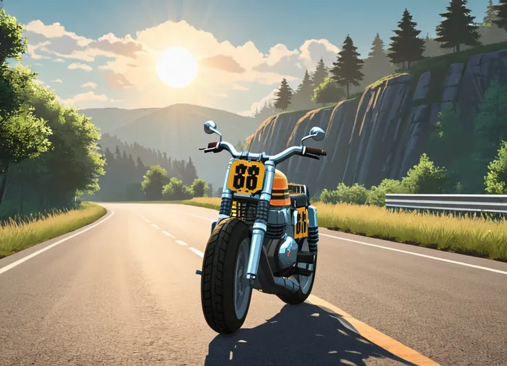 obc15 Motorcycle <lora:15_vehicle_obc15:1.0> on a road, 
outside, shadowy,
nature at background, professional, realistic, high quality,
Partly cloudy with sun, <lora:general_vehicle:-0.10>