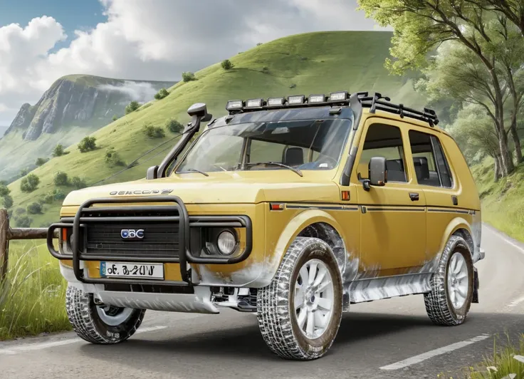 obc20 SUV <lora:20_vehicle_obc20:1.0> on a road,
outside, glib,
nature at background, professional, realistic, high quality,
Cloudy with occasional sun, <lora:general_vehicle:-0.25>