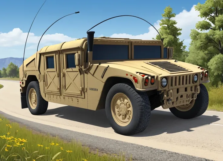 obc25 Humvee <lora:25_vehicle_obc25:1.0> on a road, 
outside, fallacious,
nature at background, professional, realistic, high quality,
Calm and sunny, <lora:general_vehicle:-0.20>