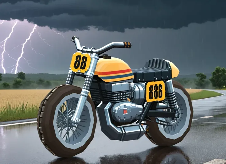 obc15 Motorcycle <lora:15_vehicle_obc15:1.0> on a road, 
outside, biomechanical,
nature at background, professional, realistic, high quality,
Scattered thunderstorms and rain, <lora:general_vehicle:-0.20>