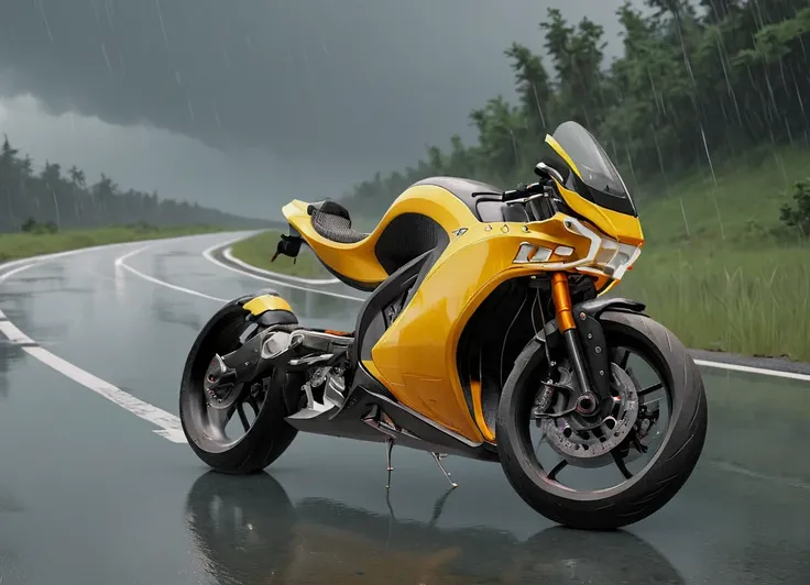obc06 Motorcycle <lora:06_vehicle_obc06:1.0> on a road,
outside, minimalist,
nature at background, professional, realistic, high quality,
Thunderstorms with heavy rain, <lora:general_vehicle:-0.25>