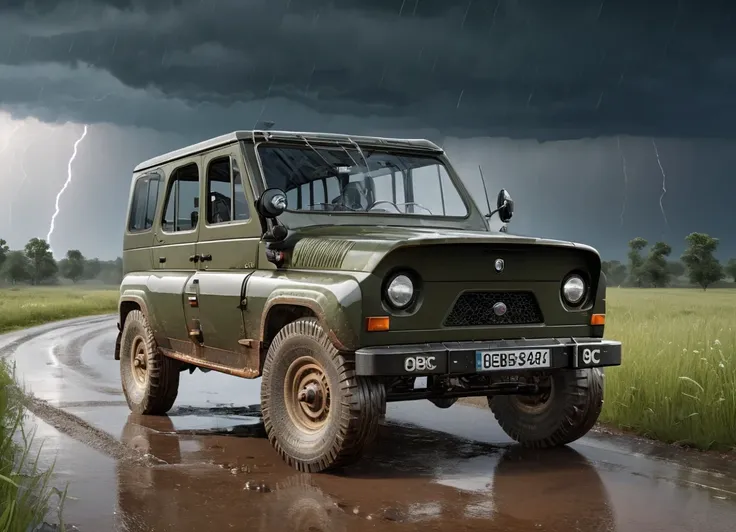 obc19 SUV <lora:19_vehicle_obc19:1.0> on a road, 
outside, biomechanical,
nature at background, professional, realistic, high quality,
Scattered thunderstorms and rain, <lora:general_vehicle:-0.20>