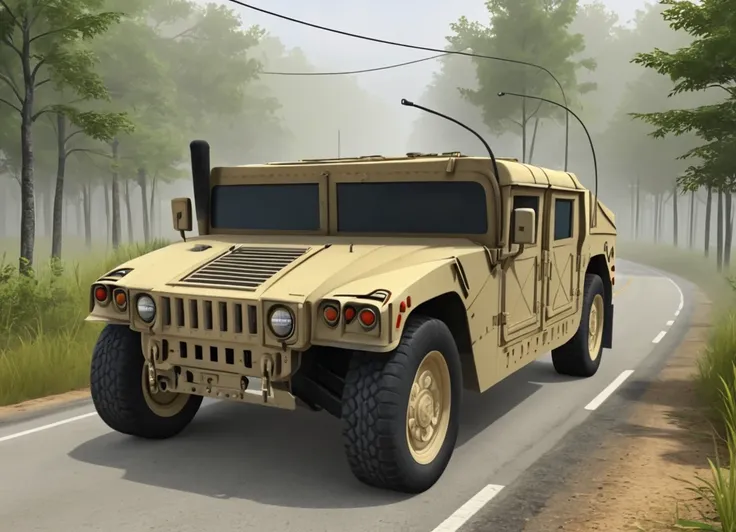 obc25 Humvee <lora:25_vehicle_obc25:1.0> on a road,
outside, elastic,
nature at background, professional, realistic, high quality,
Humid with dense fog, <lora:general_vehicle:-0.20>