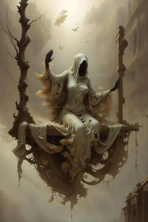 masterpiece, best quality, ultra high res, beautiful, visually stunning, elegant, incredible details, 
<lora:g0s1 - Ghost:0.9>, g0s1,faceless, long sleeves,(no humans), torn fabric, (sleeves past wrists), empty, hollow, floating, invisible, outdoors,above clouds, crow, 
2girl,<lora:high5:0.8>,high five, 
<lora:people_count_slider_v1:4>