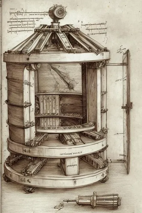 <lora:DaVinciSketch:1> davincisketch of a complicated time machine