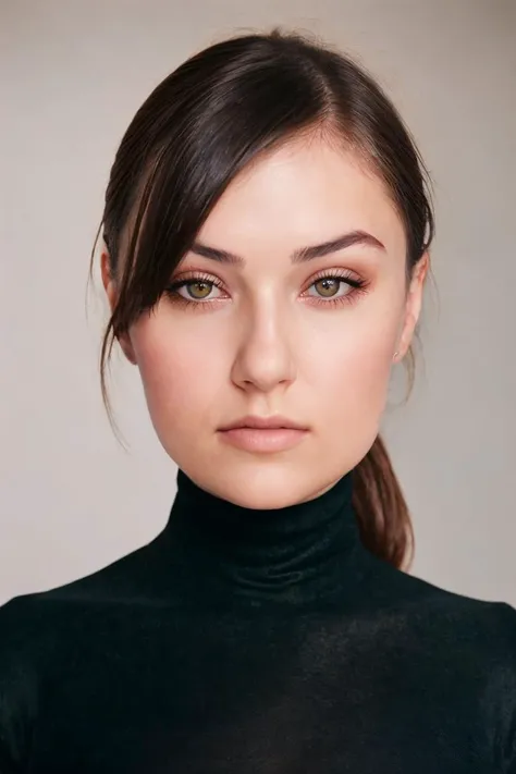 A stunning intricate full color portrait of a woman,wearing a black turtleneck,epic character composition,by ilya kuvshinov, alessio albi, nina masic,sharp focus, natural lighting, subsurface scattering, f2, 35mm, film grain <lora:Sasha_G:0.85>