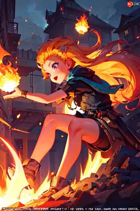 ((masterpiece)), best quality, (ultra-detailed:1.2), ((illustration)),
forehead,blue and purple  eyes,
, 1girl, pyrokinesis, open hand, hand up, centered character, fighting stance, city background,Fireball being thrown,(fire magic:1.3),fighting stance, arround fire,(fire:1.3),(fireball:1,3)