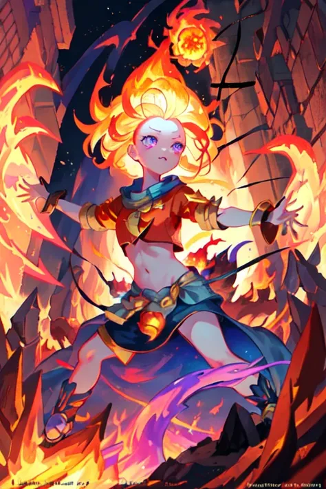 ((masterpiece)), best quality, (ultra-detailed:1.2), ((illustration)),
forehead,blue and purple  eyes,
, 1girl, pyrokinesis, open hand, hand up, centered character, fighting stance, city background,Fireball being thrown,(fire magic:1.3),fighting stance, arround fire,(fire:1.3),(fireball:1.3)