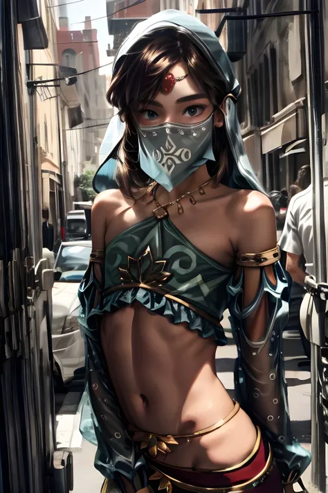 link, (blonde, femboy, otoko no ko, effeminate, sexy), gerudo set, lgear, crop top, detached sleeves, harem pants, mouth veil, veil, navel, looking at viewer, detailed eyes, smile, standing in a doorway, rear pov, looking over shoulder, come hither look, pornographic pose, beautiful ass, cute bum, candles, romantic backlighting, nsfw, masterpiece, high quality, top rated on pivix, hyper-realistic, photorealistic quality