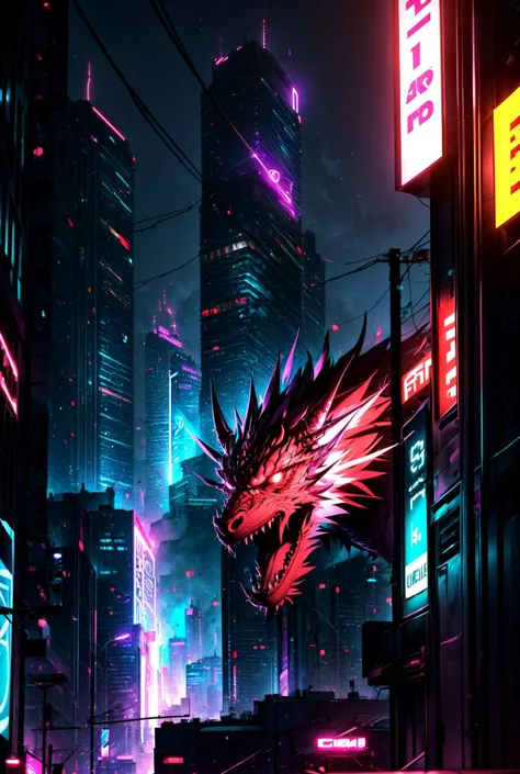 (masterpiece:1.4), (best quality), (detailed), neon palette, red dragon, skyscraper, midnight, neon lights,
<lora:add_detail:1>  <lora:neon_palette_offset:1>, glow effects, godrays, Hand drawn, render, 8k, octane render, cinema 4d, blender, dark, atmospheric 4k ultra detailed, cinematic, Sharp focus, big depth of field, Masterpiece, colors, 3d octane render, 4k, concept art, trending on artstation, hyperrealistic, Vivid colors, extremely detailed CG unity 8k wallpaper, trending on CGSociety, Intricate, High Detail, dramatic