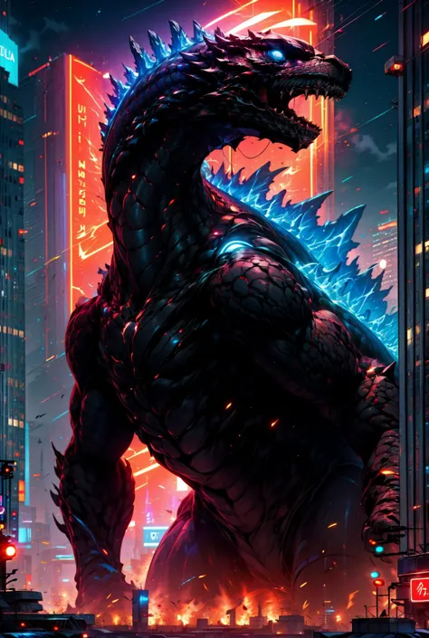 (masterpiece:1.4), (best quality), (detailed), neon palette, Godzilla, GodzillaXP, skyscraper, midnight, neon lights, no humans, fire
<lora:add_detail:1> <lora:neon_palette_offset:1> <lora:GodzillaXP_v1.0:0.7>