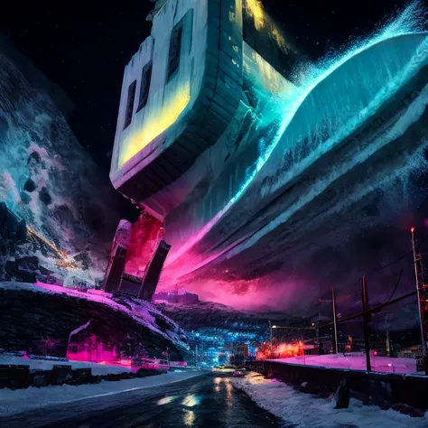 (neon:0.5),(street:0.5),(snow:0.5),(metropolis:0.3),(city:0.2),(glowing lights:0.5),(night:0.5),(HDR:0.1),<lora:neon_palette_offset:0.166>,(aurora borealis:0.1),(Man-of-war:0.5),(high waves:0.3),(destroyed:0.3),(iceberg:0.4),(castle:0.4),(destroyer:0.3),(frigate:0.3),(ship of the line:0.3),