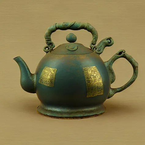 <lora:bronze:1> bronze teapot