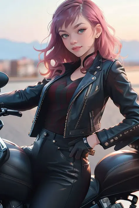 Merger_flajia_bloom,
(riding a motorcycle:1.2) wearing (motorbike leathers:1.2), (riding a motorbike:1.2), (driving a motorbike:1.2),  (motorcycle:1.1), traffic, leather trousers, leather jacket, motorcycle boots, leather gloves,
bokeh, f1.4, 40mm, photorealistic, raw, 8k, textured skin, skin pores, intricate details  <lora:epi_noiseoffset2:1>, epiCRealism <lora:detail_slider_v4:0.8> <lora:ClothingAdjuster3:-0.8>