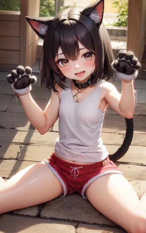 masterpiece,best quality,CG,wallpaper,HDR,high quality,high-definition,extremely detailed, [[3d, blender]], Intricate Details, rim light, cinematic, subsurface scattering, light particles, paw gloves, fang,