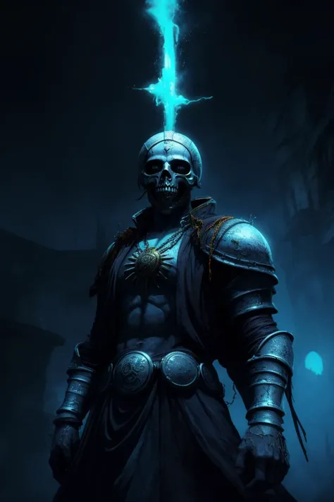 dark souls, cryptopunk deathcore style of beksinski, dramatic white and blue lighting, god in white and gold in the center, cinematic 8k, houdini render, detailed