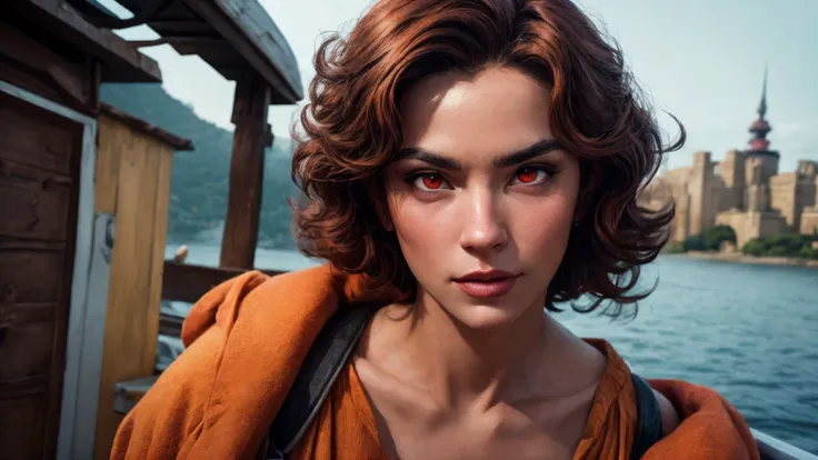 an awarded profesional photography of (1man:1.3) Latino with red eyes and Trimmed Brows and male Curly French Crop hair hairstyle and chin curtainin Orange Zest Red color, dressed as Werewolf aroused, arm support in on a boat ,(epic scene:1.3),ultradetialed character with perfect face,detailed skin,(ultrasharp:1.3),(masterpiece:1.1),best quality,(photorealistic:1.2),ultrarealistic,realistic ultradetailed character,4k perfect quality, <lyco:GoodHands-beta2:1> by Roger Ballen Fill Lighting camera angle wide shot and focus on face Magnificent,Imperceptible detail,Intricately designed, (perfect quality face:1.5) hyper-detailed complex, insanely detailed, detailed clothes, detailed skin, detailed body,