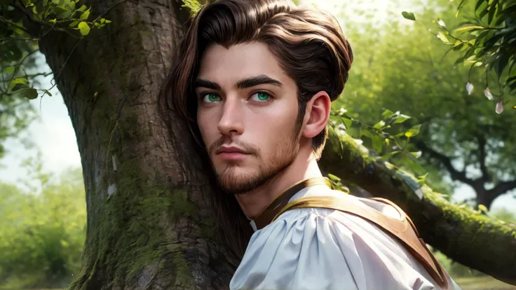 an awarded profesional photography of (1man:1.3) mermaid with green eyes and Trimmed Brows and male Regal pompadour with side part hairstyle hairstyle and long beardin Sienna Brown color, he is Clergyman optimistic, Resting against a tree trunk in a blooming cherry orchard, she embodies the ephemeral beauty of spring in Russia ,(epic scene:1.3),ultradetialed character with perfect face,detailed skin,(ultrasharp:1.3),(masterpiece:1.1),best quality,(photorealistic:1.2),ultrarealistic,realistic ultradetailed character,4k perfect quality, <lyco:GoodHands-beta2:1> by Dan Witz Stage Lighting camera angle from behind and wide shot Magnificent,Imperceptible detail,Intricately designed, (perfect quality face:1.5) hyper-detailed complex, insanely detailed, detailed clothes, detailed skin, detailed body,