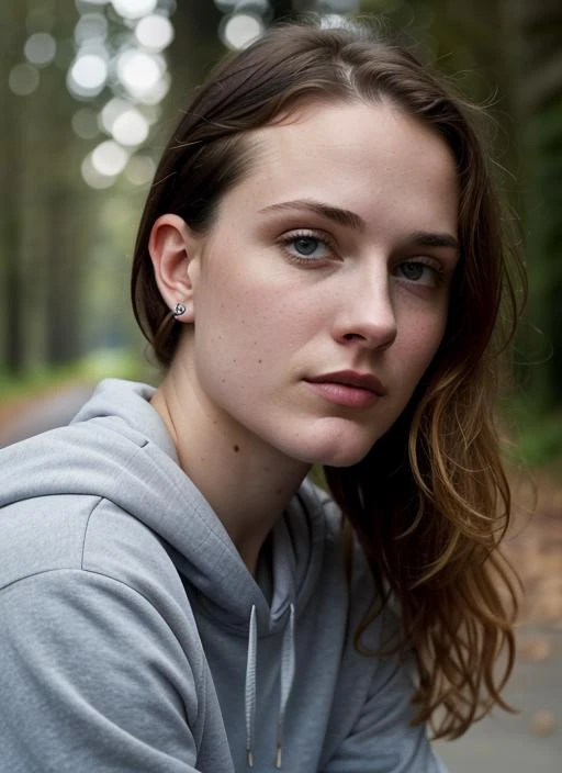 A stunning intricate color close up portrait of (sks woman:1) , wearing Sweatshirt and joggers, epic character composition, sharp focus, natural lighting, subsurface scattering, f2, 35mm, film grain, , by Ansel Adams, <lora:lora-small-evan-rachel-wood-v1:1>