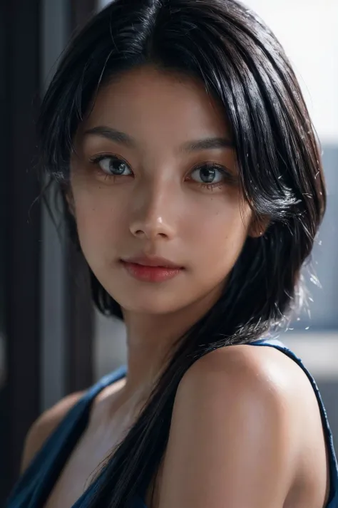 (masterpiece, best quality, beautiful quality, photorealistic, detailed lighting, extremely detailed skin, extremely detailed hair, shadows, 8k, a picture of a woman, black hair, upper body, 1girl, looking at viewer, fcPortrait:1.2), <lora:add_detail:1>, <lora:koikeeiko_lora-07:0.9:OUTALL>