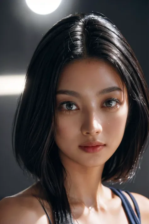 (masterpiece, best quality, beautiful quality, photorealistic, detailed lighting, extremely detailed skin, extremely detailed hair, shadows, 8k, a picture of a woman, black hair, upper body, 1girl, looking at viewer, fcPortrait:1.2), <lora:add_detail:1>, <lora:koikeeiko_lora-07:0.9:OUTALL>