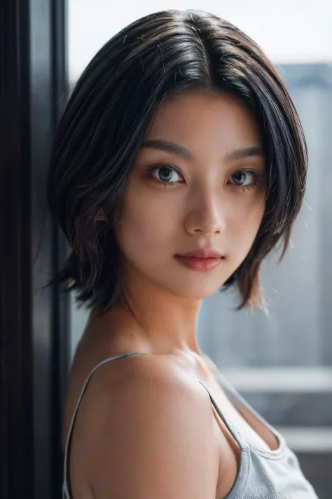 (masterpiece, best quality, beautiful quality, photorealistic, detailed lighting, extremely detailed skin, extremely detailed hair, shadows, 8k, a picture of a woman, black hair, upper body, 1girl, looking at viewer, fcPortrait:1.2), <lora:add_detail:1>, <lora:koikeeiko_lora-07:0.9:OUTALL>