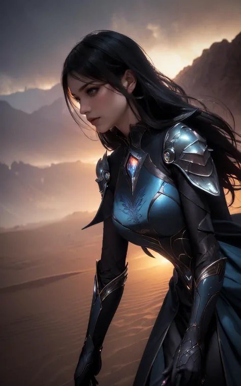 (Cinematic Still, Establishing Shot, Moody Atmosphere, Layered Depth, Parallax Effect, Soft focus foreground, intricately detailed background:1.2), (mythical cinematic establishing shot of gorgeous woman, highly detailed background:1.2), volumetric lighting, subsurface scattering, dynamic pose, (special effects, color grading, fantasy aura), (Mirage Weaver:1.4), (Small Perky breasts:0.81), Sandstorm, illusory oasis, desert attire, mystical sand creatures