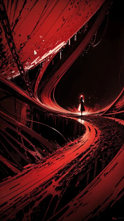 (abstract art:1.3),style of Yuko Shimizu,dark red theme,dark theme,(1girl),masterpiece,best quality,ultra high res,
