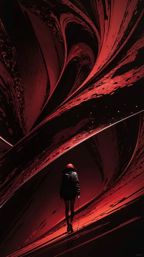 (abstract art:1.3),style of Yuko Shimizu,dark red theme,dark theme,(1girl),masterpiece,best quality,ultra high res,