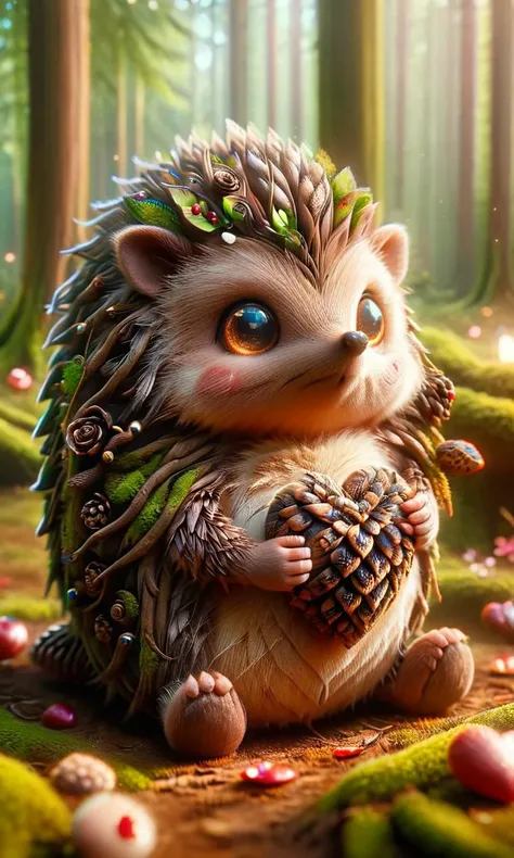 hedgehog in the forest, made of pinecone, ral-smlvltnpls, ral-mytfrst <lora:ral-smlvltnpls-sdxl:1> <lora:ral-mytfrst-sdxl:1> <lora:add-detail-xl:0.8>