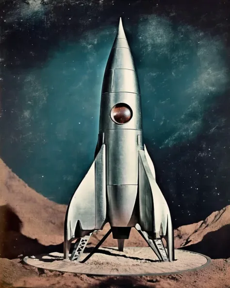 photo of a retro_rocket futuristic, in the space, sci-fi , <lora:Retro_rocket_sdxl:1.0>