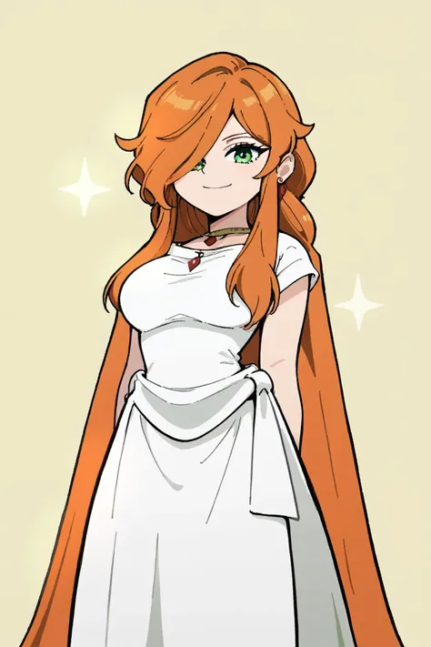 white dress,necklace,ancient greek clothes,short sleeves,long dress <lora:SousouNoFrieren_FlammeXL:0.8> FlammeSSnF,orange hair,long hair, green eyes,hair over one eye,large breasts, <lora:powerpuff_girls_Kim_Crab_style:1> powerpuff, Score_9, Score_8_up, Score_7_up, Score_6_up, Score_5_up, Score_4_up, BREAK,1girl in full growth, best quality, masterpiece, ultra-detailed, high quality,good quality,1 girl,(master piece,high resolution, ultra detailed,8K,16K),look at viewer