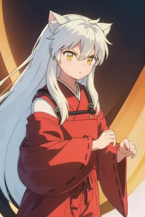 inuyashamc, <lora:inuyasha anime s4-lora-nochekaiser:1>,
inuyasha, long hair, animal ears, white hair, male focus,dog ears, (yellow eyes:1.5),
BREAK japanese clothes, hakama, red hakama,
BREAK outdoors,
BREAK looking at viewer, (cowboy shot:1.5),
BREAK <lyco:GoodHands-beta2:1>, (masterpiece:1.2), best quality, high resolution, unity 8k wallpaper, (illustration:0.8), (beautiful detailed eyes:1.6), extremely detailed face, perfect lighting, extremely detailed CG, (perfect hands, perfect anatomy),