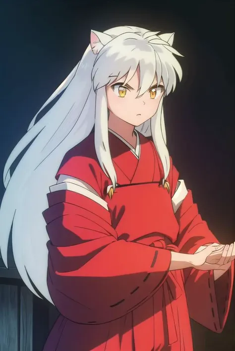 inuyashamc, <lora:inuyasha anime s4-lora-nochekaiser:1>,
inuyasha, long hair, animal ears, white hair, male focus,dog ears, (yellow eyes:1.5),
BREAK japanese clothes, hakama, red hakama,
BREAK outdoors,
BREAK looking at viewer, (cowboy shot:1.5),
BREAK <lyco:GoodHands-beta2:1>, (masterpiece:1.2), best quality, high resolution, unity 8k wallpaper, (illustration:0.8), (beautiful detailed eyes:1.6), extremely detailed face, perfect lighting, extremely detailed CG, (perfect hands, perfect anatomy),