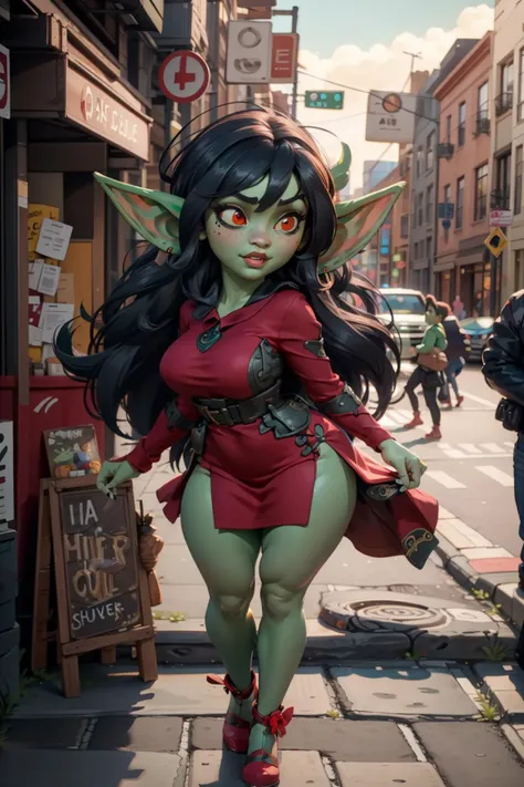 <lyco:imp_32x16-16x4:0.7> (green imp, wide ears, short stack:1.1)
woman,  red dress, outdoors, city, crowded street, red eyes, (ultra realistic, highly detailed:1.4), best quality, masterpiece