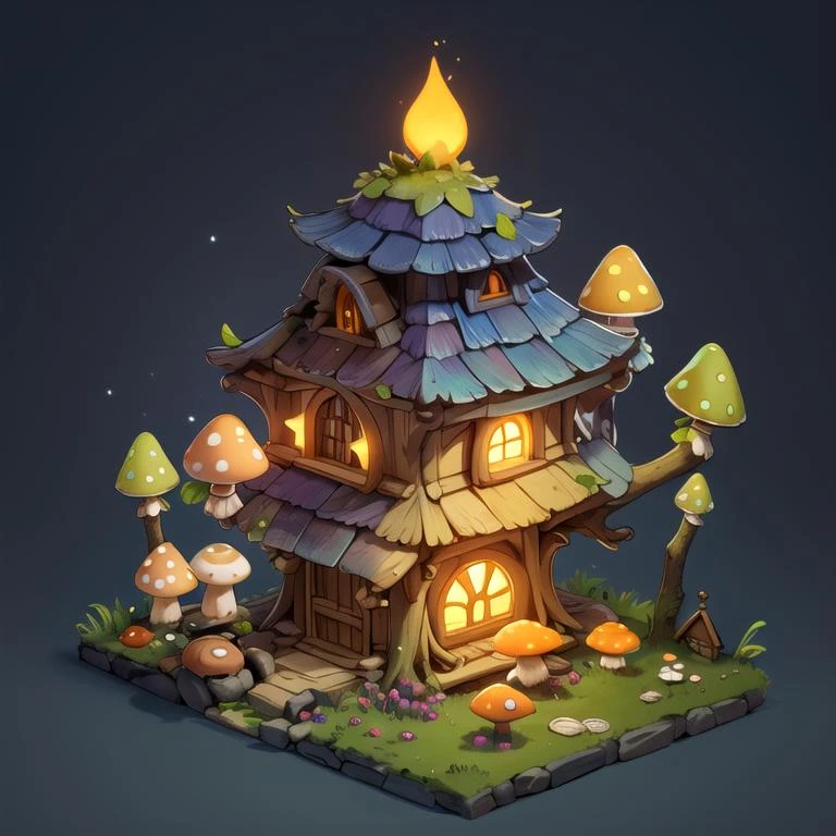 ((masterpiece,best quality)), absurdres,
<lora:Stylized_Setting_Mushrooms:1>, Isometric_Setting, Mushroom_Girl, mushrooms,
Mushroom house, magic, glowing,