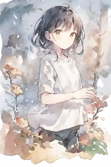 (upper body: 1.5),(white background:1.4), ((tachi-e)), original,(illustration:1.1),(best quality),(masterpiece:1.1),(extremely detailed CG unity 8k wallpaper:1.1), (colorful:0.9),(panorama shot:1.4),(full body:1.05),(solo:1.2), (ink splashing),(color splashing),((watercolor)), clear sharp focus,{ 1girl standing },((chinese style )),(flowers,woods),outdoors,rocks, looking at viewer, make happy expressions,soft smile,pure,beautyfull detailed face and eyes,beautyfull intricacy clothing decorative pattern details, black hair,black eyes, <lora:Colorwater_v4:1>