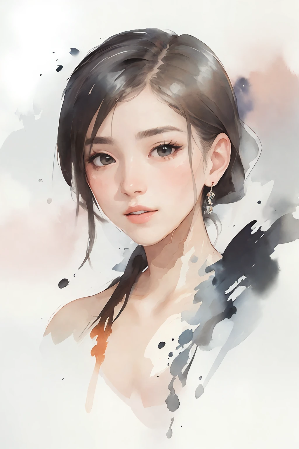 stechu,(white background:1.4), ((tachi-e)), original,(illustration:1.1),(best quality),(masterpiece:1.1),(extremely detailed CG unity 8k wallpaper:1.1), (colorful:0.9),(panorama shot:1.4),(solo:1.2), (ink splashing),(color splashing),((watercolor)), clear sharp focus,{ 1girl standing },((korean style )),flower background,outdoors,rocks, looking at viewer, make happy expressions,soft smile,pure,beautyfull detailed face and eyes,beautyfull intricacy clothing decorative pattern details, black hair,black eyes,colorwater <lora:Colorwater_v1:0.7>