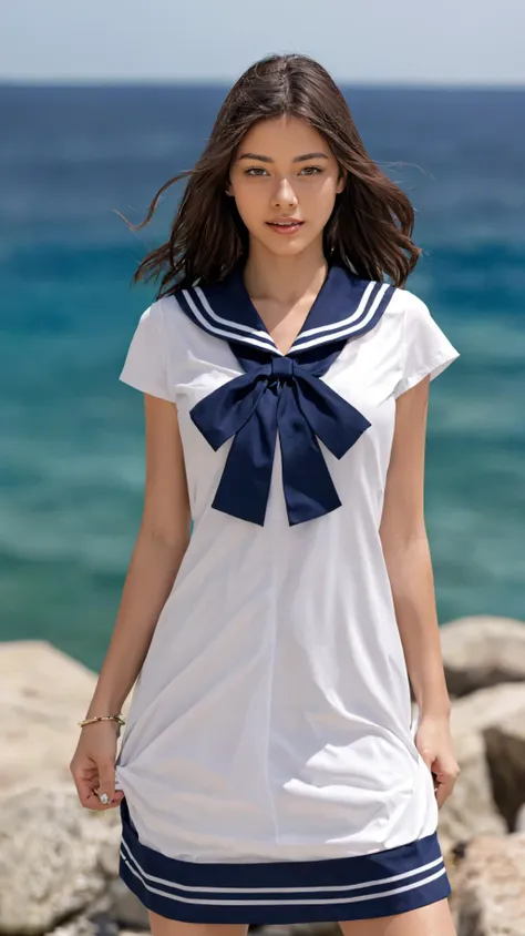 masterpiece, Best quality, masterpiece, ultra high res, (photorealistic:1.4), raw photo, 1girl, wearing sailor dress,