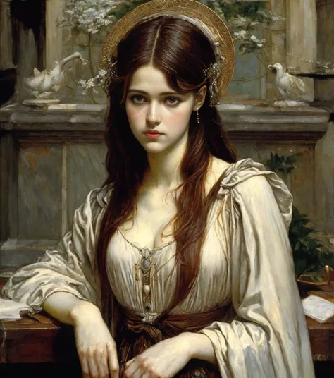 Classical art portrait painting, (Academic Art), by John William Waterhouse