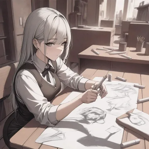 masterpiece,best quality,art by chalksketch,chalk, <lora:ChalkSketchXL:1>