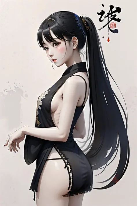 1girl, CHINSES INK PAINTING, kwf, <lora:kwFemaleNoTagFixDim256_v11-000007:0.6>