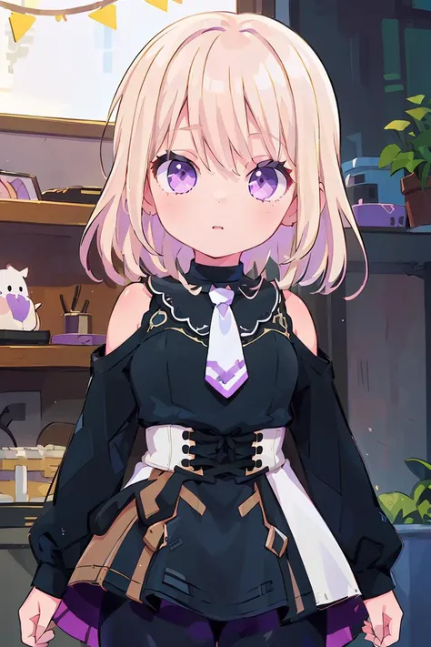 (masterpiece, best quality), 1girl, <lora:misumiuika2:1> misumi uika, black dress, sleeveless dress, bare shoulders, bare arms, belt, white belt, white necktie, || misumi uika, doloris, shoulder cutout, black pants, corset, long sleeves, bare shoulders, black dress, puffy long sleeves, black shirt, belt, choker, white ascot,