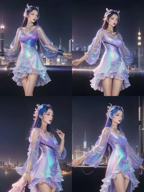 1girl,liquid clothes,dress,full body,see-through,transparent clothing,holo water,water,holo,barefoot,<lora:LiquidClothesV2:0.7>,looking at viewer,<lora:hologram02>,simple background, (masterpiece, best quality, high quality, highres, ultra-detailed),