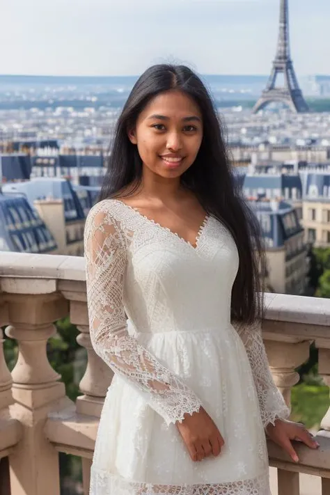 DEN_hayleyXYZ_OF,
(standing on a balcony wearing an (elegant outfit:1.3), Paris scene, Eifel tower, balcony railing, balcony, City scape, scenic:1.2),
bokeh, f1.4, 40mm, photorealistic, raw, 8k, textured skin, skin pores, intricate details  <lora:epi_noiseoffset2:1>, epiCRealism <lora:ClothingAdjuster3:-1>