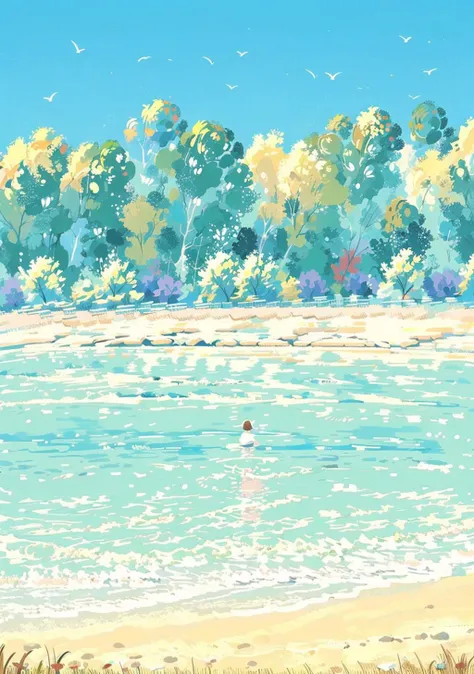 solo, outdoors, abstract, colorful, 1girl, no humans, scenery, water <lora:water_20230709214459:0.75>