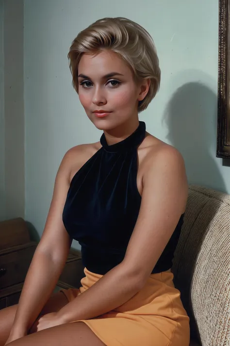 (b@st3do:1), portrait photo of a woman, dress, blonde short hair <lora:SD15_b@st3do_V2:0.9>