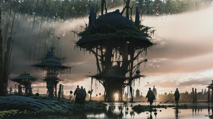 (masterpiece:1.2), best quality, masterpiece, highres, original, extremely detailed wallpaper, perfect lighting, CG,realism,oil painting,unreal engine,concept art,no creatures,scence,tree,plant,water,forest,