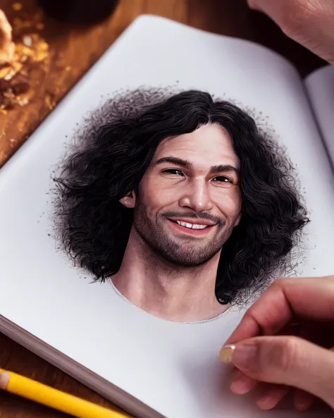 burgie, 1boy, male_focus, solo, Leigh Daniel Avidan, Daniel Avidan, Dan Avidan, Dan from Game Grumps, Dan Game Grumps, Dan Avidan Game Grumps, Arin's Best Friend, Burgie Boy,a man with long hair , closed_mouth, facial_hair, jewelry, realistic, detailed eyes, hyper detailed,light smile, highly detailed, beautiful, small details, ultra detailed, best quality, intricate, hyperrealism, sharp, digital illustration, detailed, realism, intricate, 4k, 8k, trending on artstation, good anatomy, beautiful lighting, award-winning, photorealistic, realistic shadows, realistic lighting, beautiful lighting, raytracing, intricate details, moody, rule of thirds, masterpiece, (illustration:1.1), highres, (extremely detailed CG, unity, 8k wallpaper:1.1), beautiful face, highly detailed face, ultra realistic, masterpiece, bokeh, extremely detailed, intricate, zoomout, colorful, vibrant colors, red nail polish, side view,, burgie