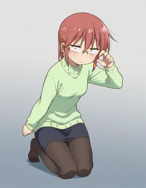 zPDXL, score_9, score_8_up, score_7_up, source_anime, (portrait), <lora:KobayashiDragonPack:1> drgmd, 1girl, solo,
kobayashi \(maidragon\), red hair, ponytail, glasses, small breasts , sweater-dress, (pantyhose), no-shoes, messy-hair, speaking, talking, a-pose,
